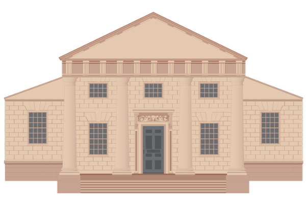 Illustration of the Redwood Library in Newport, RI.