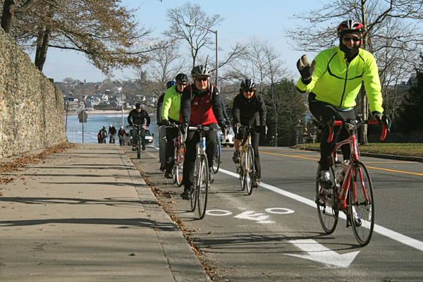 Photograph of cyclists in Newport, RI.